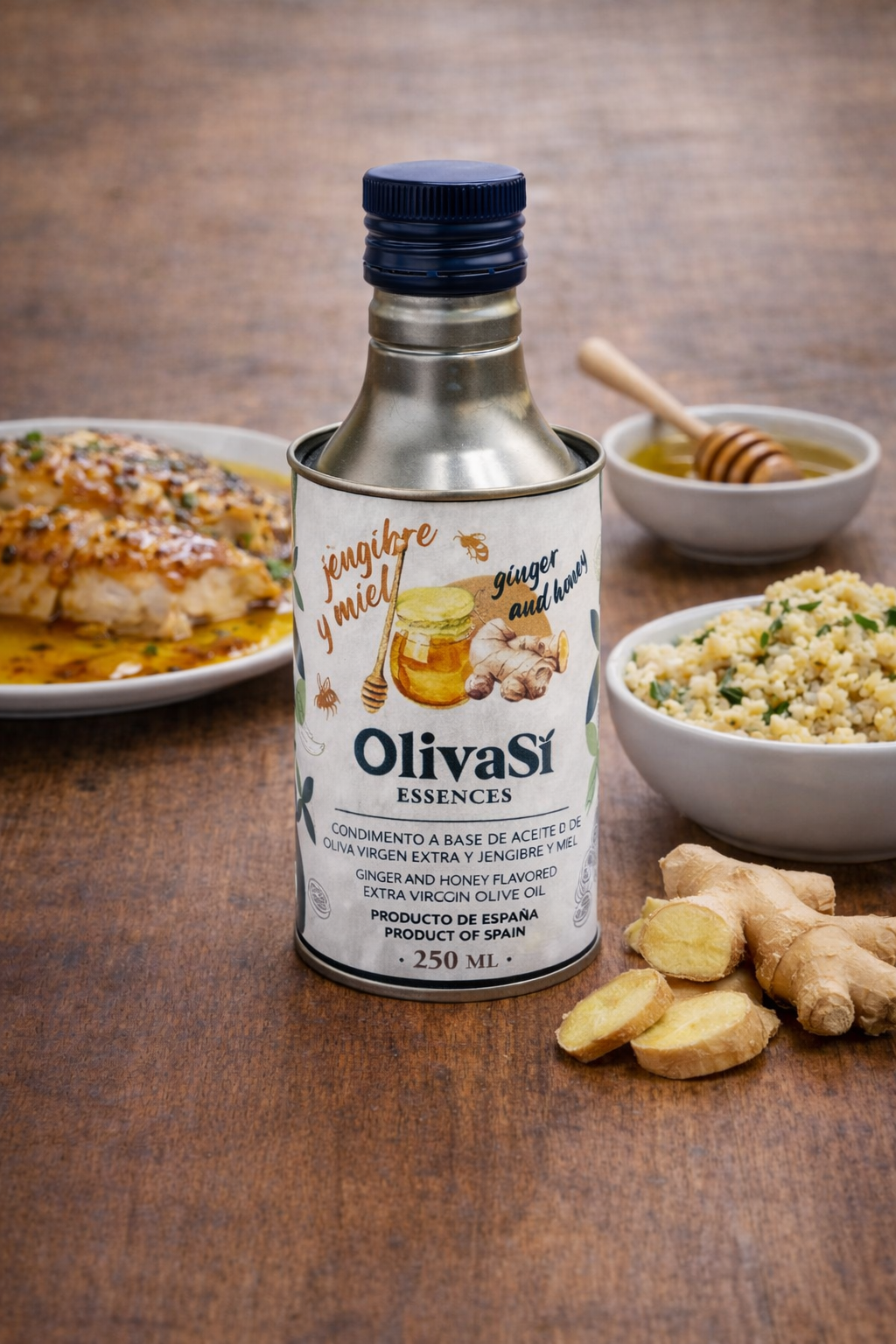 Aceite de Oliva Virgen Extra Aromatizado de Jengibre y Miel, 250ml