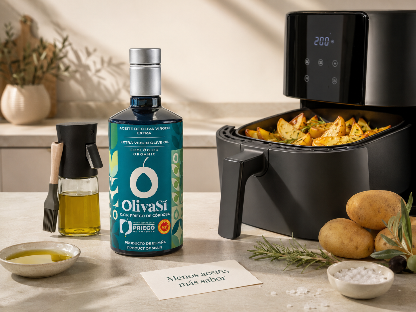 Freidora de aire con AOVE: menos aceite y más sabor