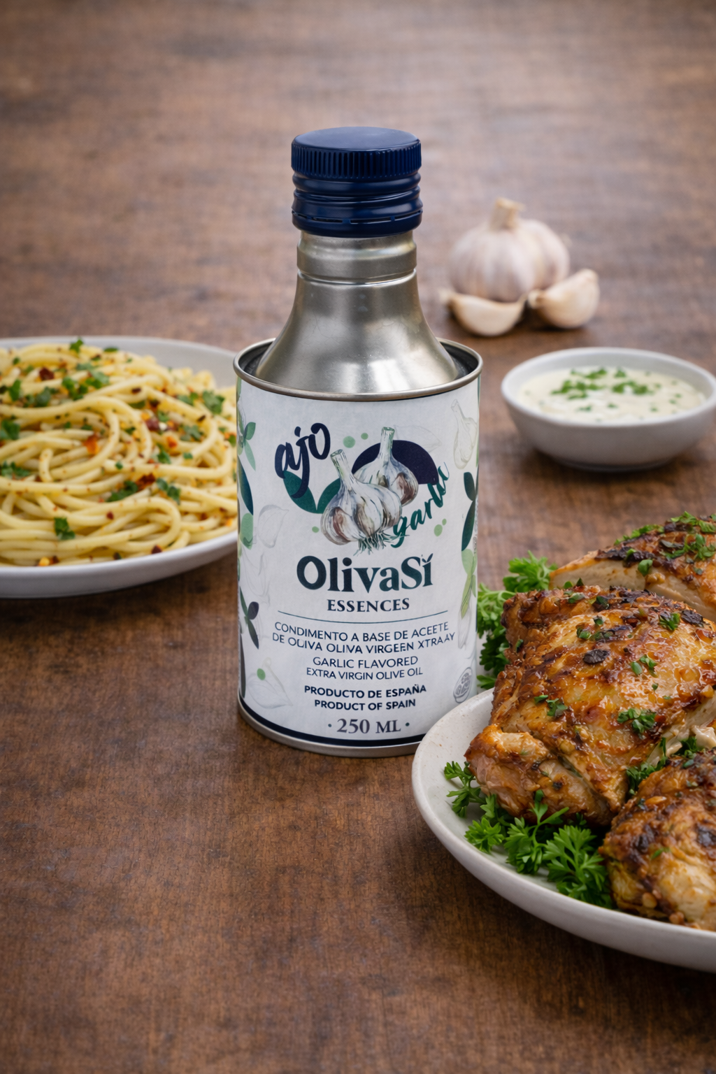 Aromatisiertes natives Olivenöl extra Oliva Sí, mit Knoblauch, 250ml
