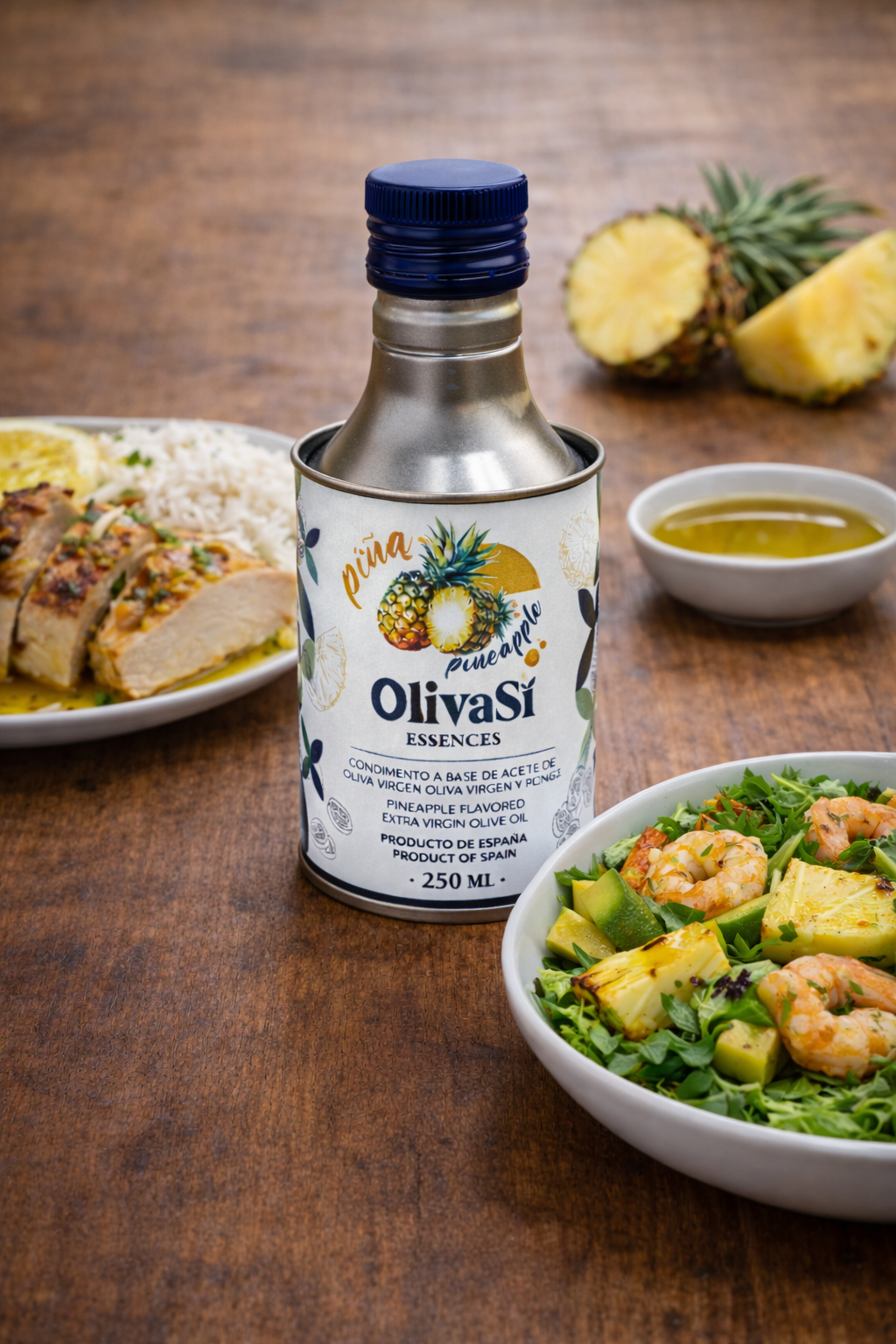 Oliva Sí Aromatisiertes Natives Olivenöl Extra mit Ananas, 250ml