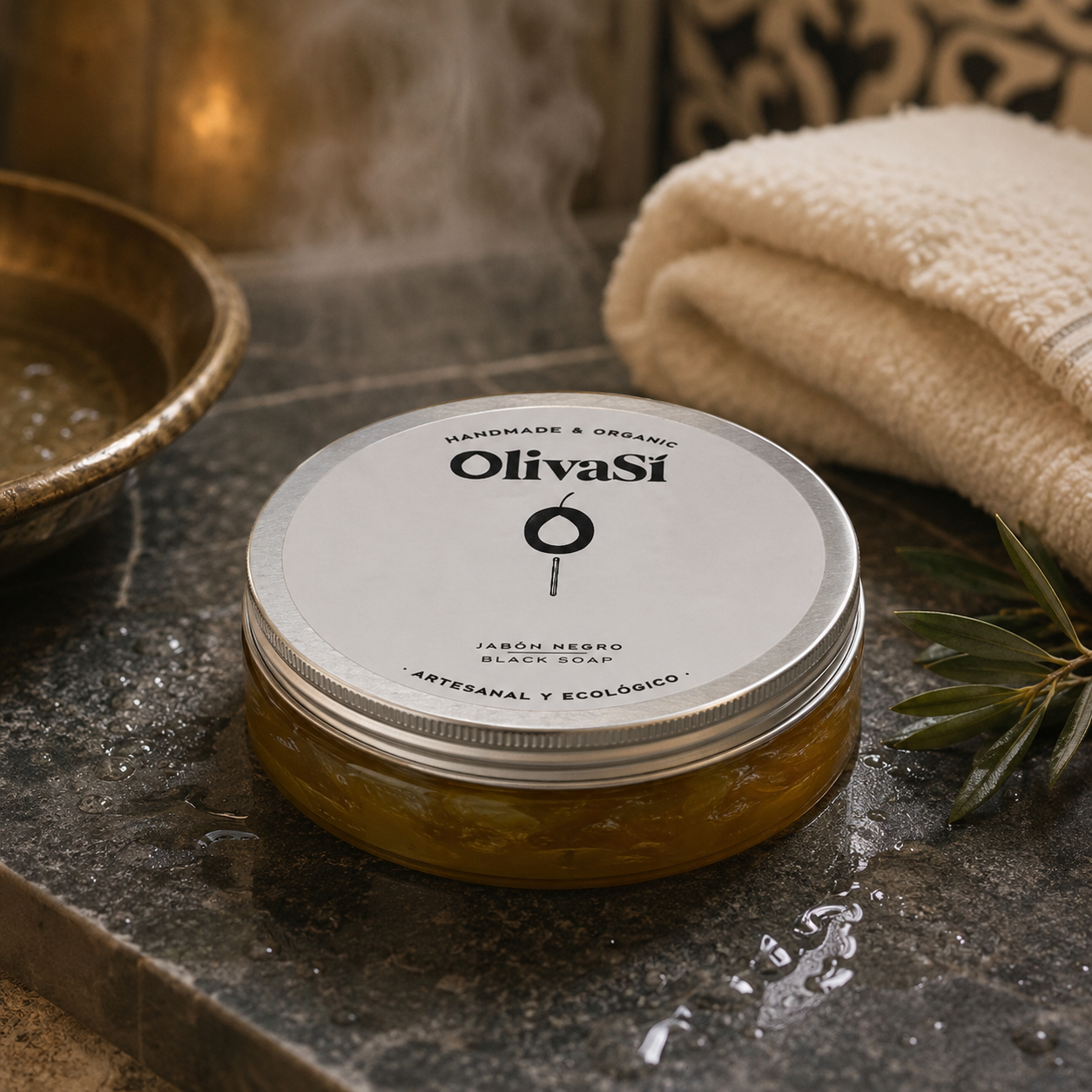 Jabón Negro Artesanal a Base de Aceite de Oliva Virgen Extra y Eucalipto | COSMOS NATURAL | 200 ml