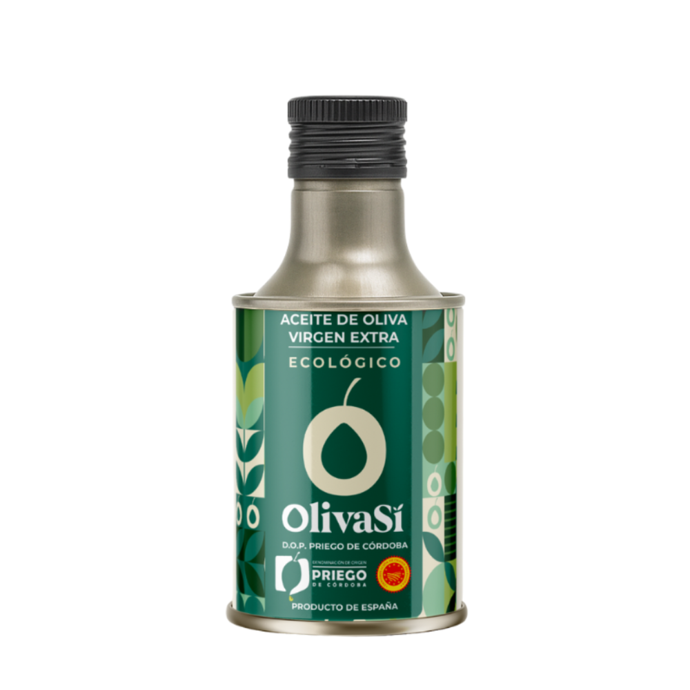 Extra Virgin Olive Oil with Designation of Origin Priego de Córdoba, OLIVA SÍ Organic Edition, 250ml Can, Organic Hojiblanca-Picual-Picudo