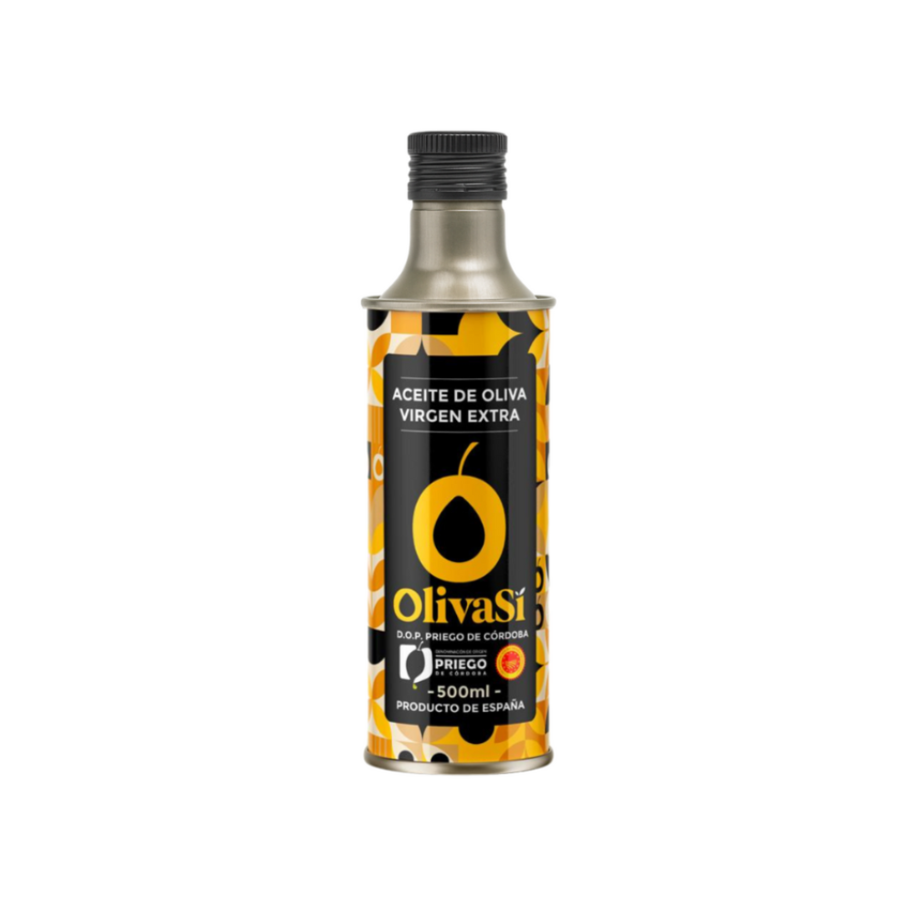 Extra Virgin Olive Oil with Designation of Origin Priego de Córdoba, <tc>Oliva Sí</tc> Golden Edition, 500ml Can, Coupague Hojiblanco-Picudo-Picual