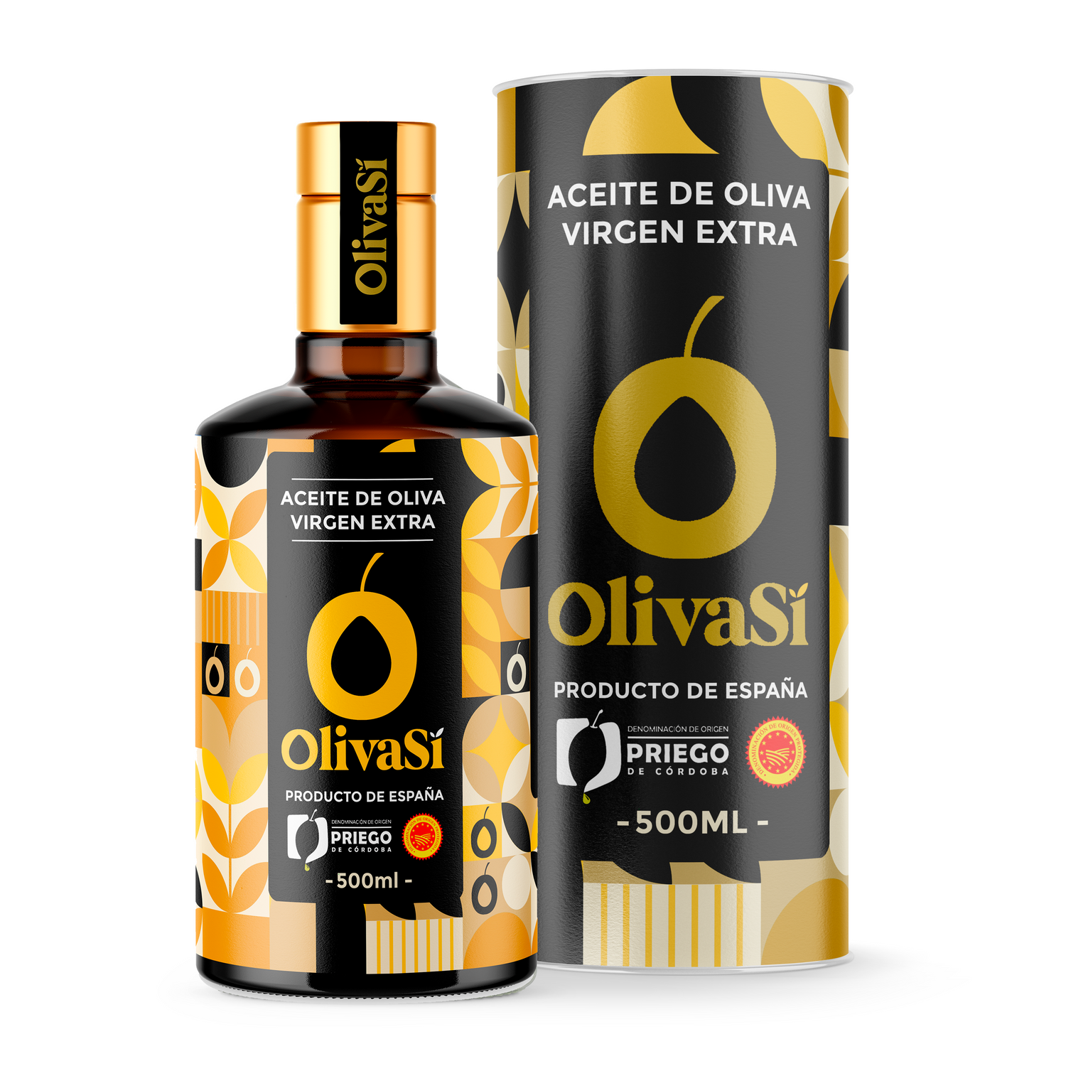 Aceite de Oliva Virgen Extra con Denominación de Origen Priego de Córdoba,  OLIVA SÍ Golden Edition, 500ml, Coupage Hojiblanco – Picudo -  Picual.