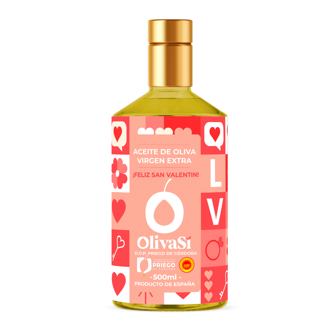 Aceite de Oliva Virgen Extra con Denominación de Origen Priego de Córdoba, Oliva Sí San Valentin Edition, 500ml, Coupage Hojiblanco - Picudo - Picual